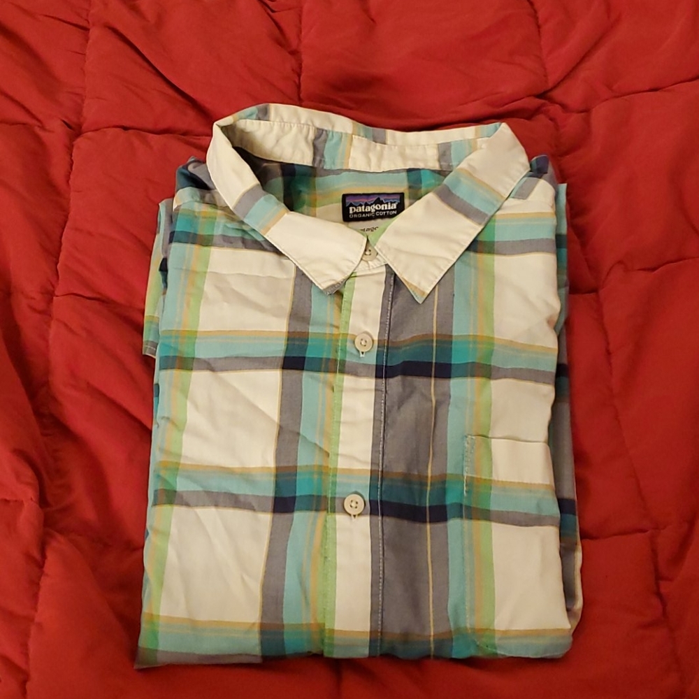 Patagonia XXL plaid button down organic cotton